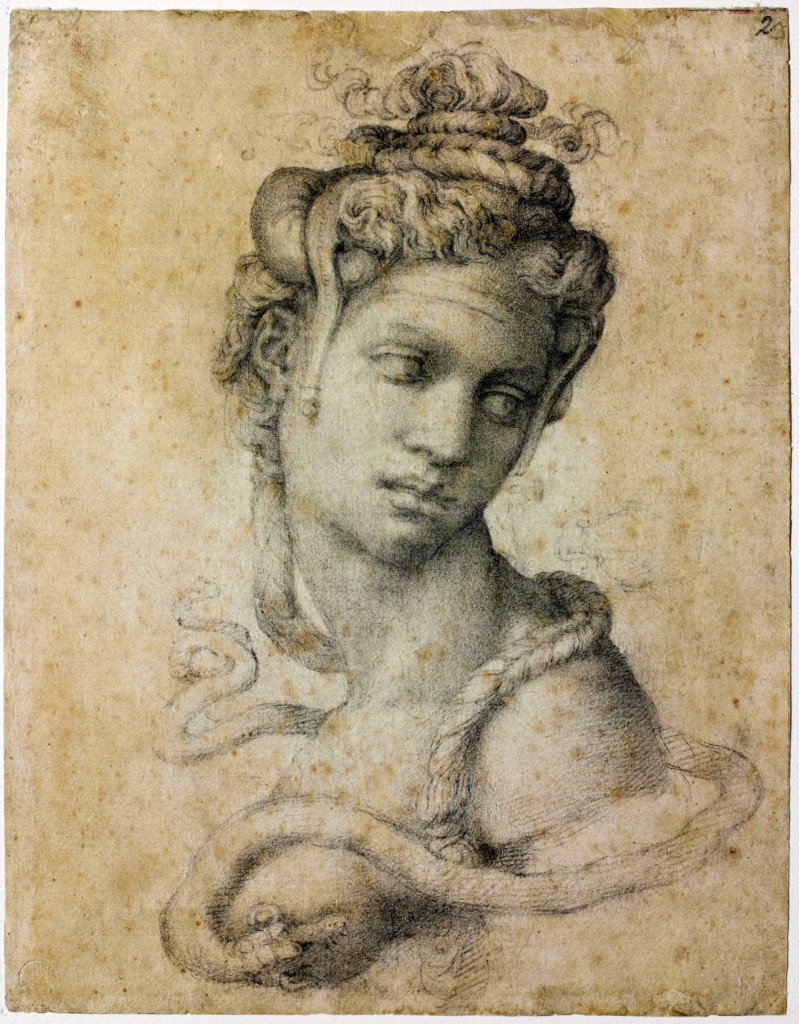Michelangelo Buonarroti, Cleopatra 1535 circa, matita nera, 232 x 182 mm Firenze, Casa Buonarroti, inv. 2 F, recto e verso 