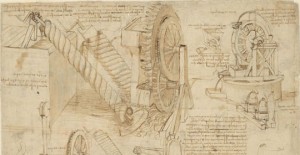 Leonardo, Vite d’Archimede e ruote d’acqua, Veneranda Biblioteca Ambrosiana, CA f. 26 verso